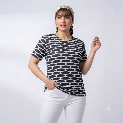 تیشرت گیاهی زنانه یقه گرد کد ۵۲۸ نرم با کشسانی بالا