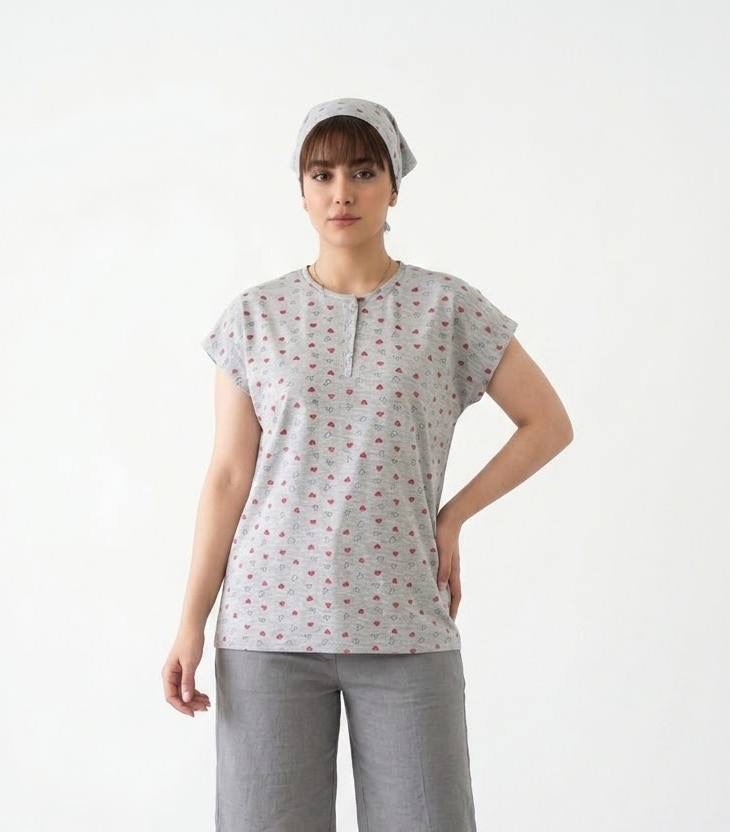 تیشرت پارچه ملانژ قلبی کد 781